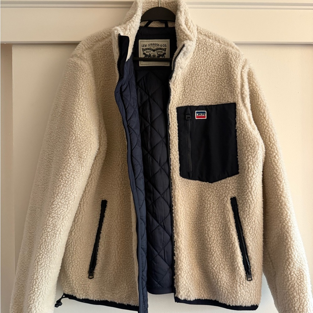 Levi's Performance Cream and Navy Fleece Jacket